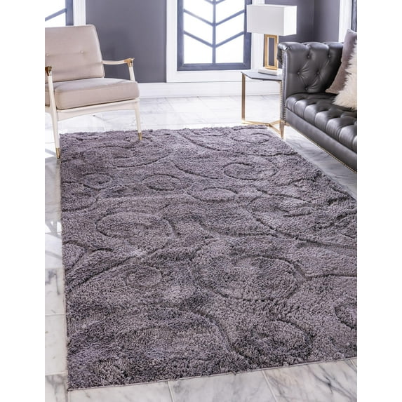 Rugs Botanical Shag Collection Dark Gray Shag Area Rug, 8' x 10', Ultra-Soft