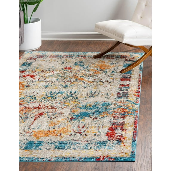 Rugs.com Brighella Collection Rug – 4' x 6' Multi Medium Rug Perfect For Entryways, Kitchens, Breakfast Nooks, Accent Pieces