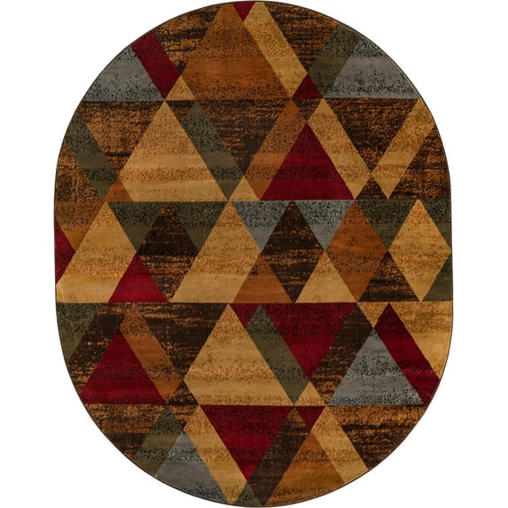 Rugs.com Cafe Collection Rug – 8' x 10' Oval Multi Medium-Pile Rug Perfect For Living Rooms, Large Dining Rooms, Open Floorplans