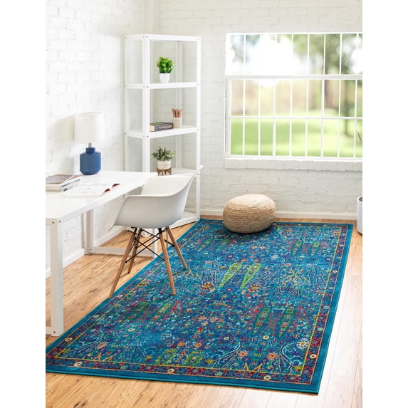 Rugs.com Calypso Collection Rug – 4' x 6' Navy Blue Medium Rug Perfect For Entryways, Kitchens, Breakfast Nooks, Accent Pieces