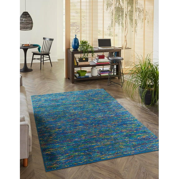 Rugs.com Calypso Collection Rug – 5' x 8' Navy Blue Medium Rug Perfect For Bedrooms, Dining Rooms, Living Rooms