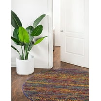 Rugs.com Calypso Collection Rug – 8 Ft Round Multi Medium Rug Perfect For Kitchens, Dining Rooms