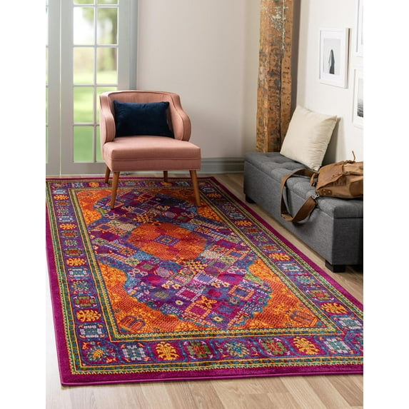 Rugs.com Calypso Collection Rug – 9' x 12' Fuchsia Medium Rug Perfect For Living Rooms, Large Dining Rooms, Open Floorplans