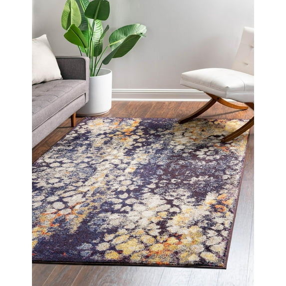 Rugs.com Carnevale Collection Rug – 5' x 8' Navy Blue Medium Rug Perfect For Bedrooms, Dining Rooms, Living Rooms