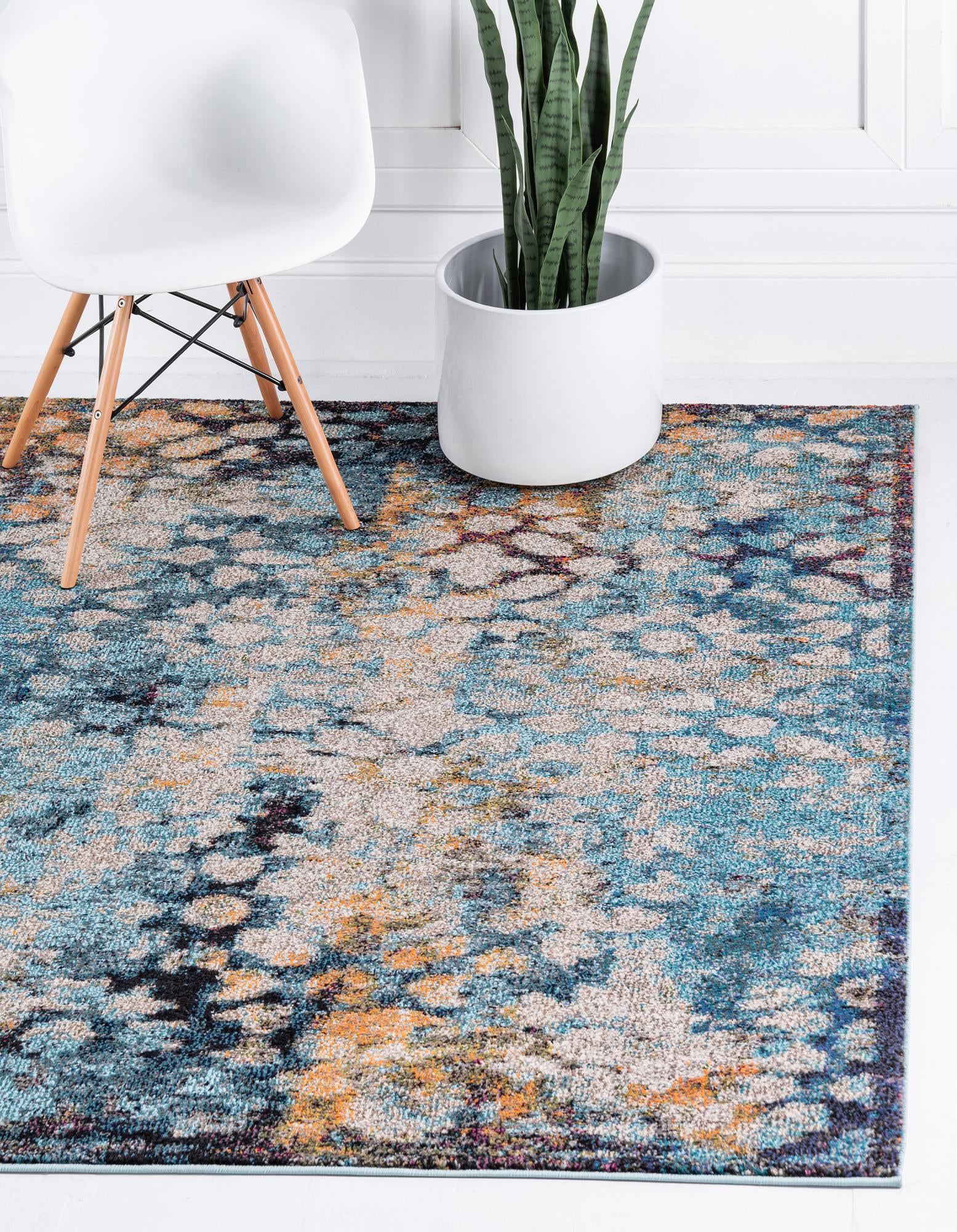 Rugs.com Carnevale Collection Rug – 8 Ft Square Blue Medium Rug Perfect ...