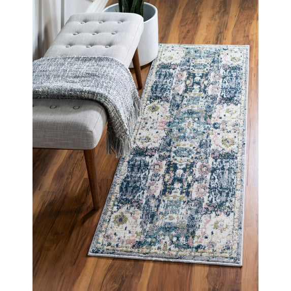Rugs.com Charleston Collection Rug – 10 Ft Runner Ivory Low-Pile Rug Perfect For Hallways, Entryways