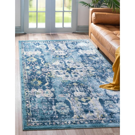 Rugs.com Charleston Collection Rug – 4' x 6' Navy Blue Low-Pile Rug Perfect For Living Rooms, Large Dining Rooms, Open Floorplans