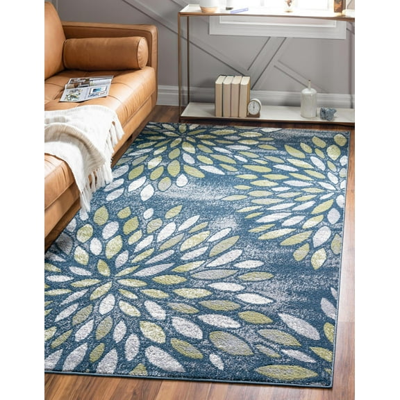 Rugs.com Charleston Collection Rug – 4' x 6' Navy Blue Low-Pile Rug Perfect For Living Rooms, Large Dining Rooms, Open Floorplans