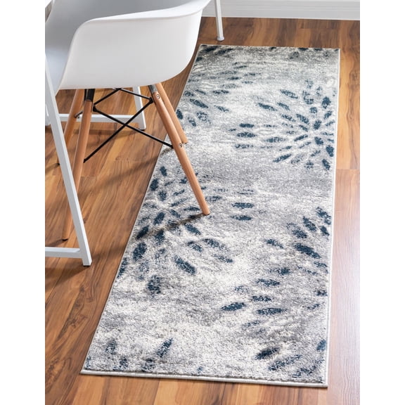 Rugs.com Charleston Collection Rug – 6 Ft Runner Gray Low-Pile Rug Perfect For Hallways, Entryways