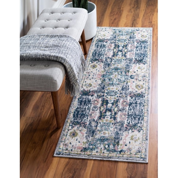 Rugs.com Charleston Collection Rug – 6 Ft Runner Ivory Low-Pile Rug Perfect For Hallways, Entryways