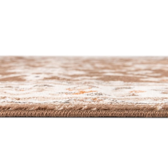 Rugs.com Charlotte Collection Rug – 3 Ft Round Brown Low-Pile Rug Perfect For Kitchens, Dining Rooms