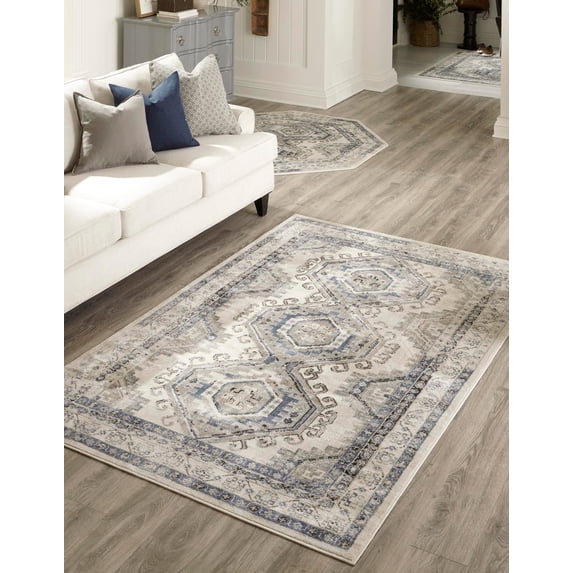 Rugs.com Charlotte Collection Rug – 4' x 6' Aqua Low-Pile Rug Perfect For Living Rooms, Large Dining Rooms, Open Floorplans
