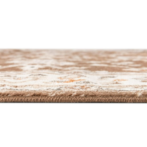 Rugs.com Charlotte Collection Rug – 5 Ft Round Brown Low-Pile Rug Perfect For Kitchens, Dining Rooms