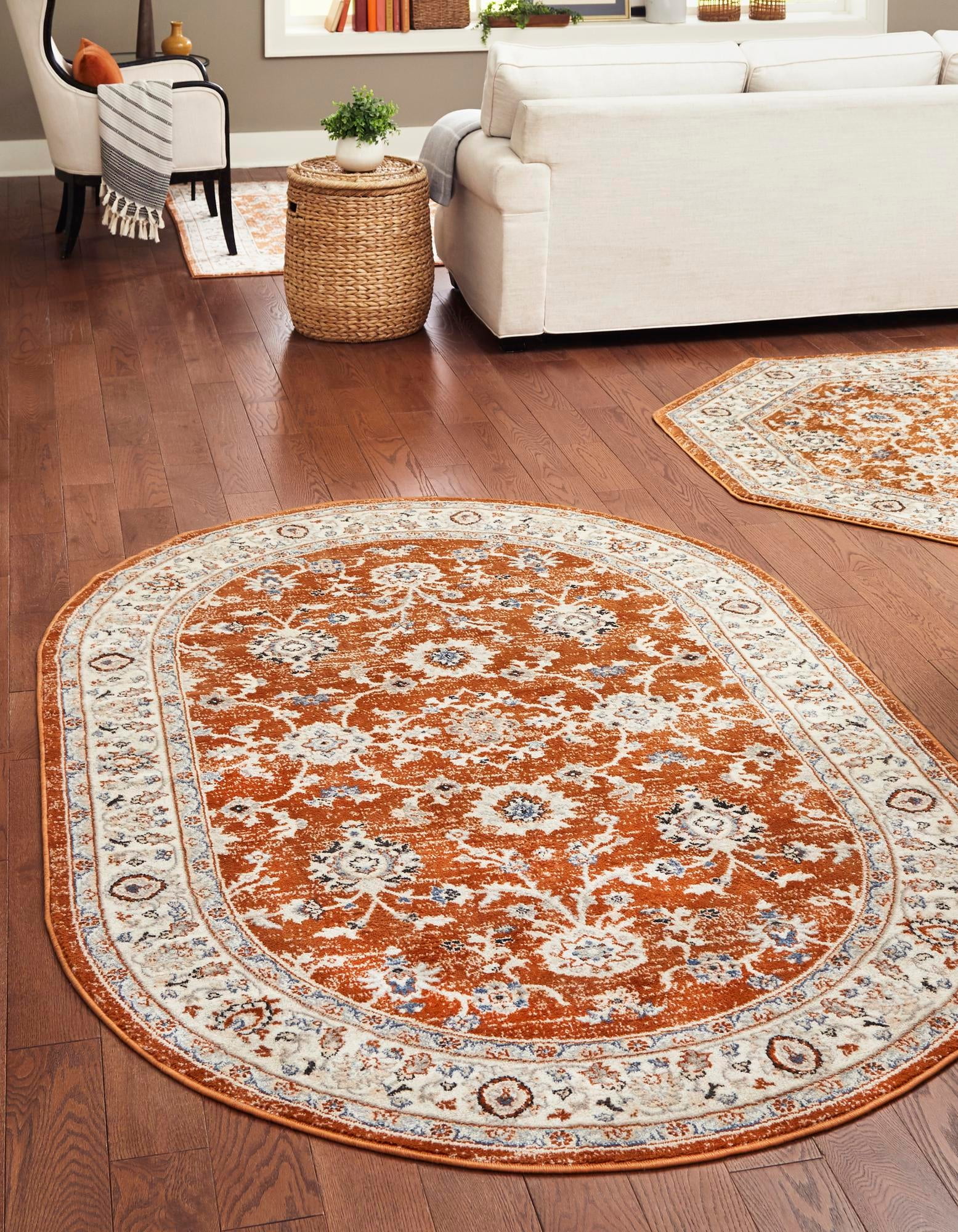 Rugs.com Charlotte Collection Rug – 5' x 8' Oval Rust Red Low-Pile Rug ...