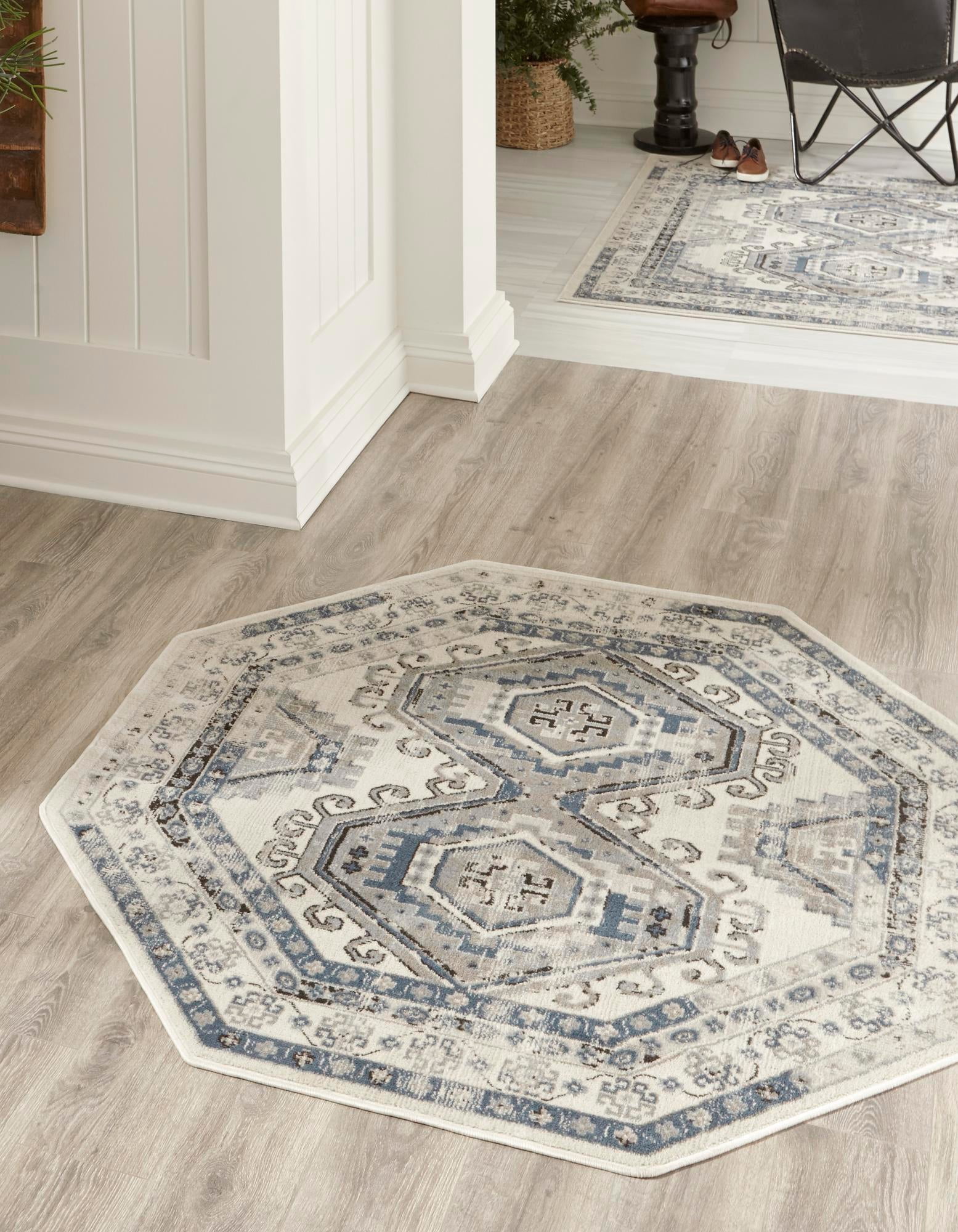 Rugs.com Charlotte Collection Rug – 8 Ft Octagon Aqua Low-Pile Rug ...
