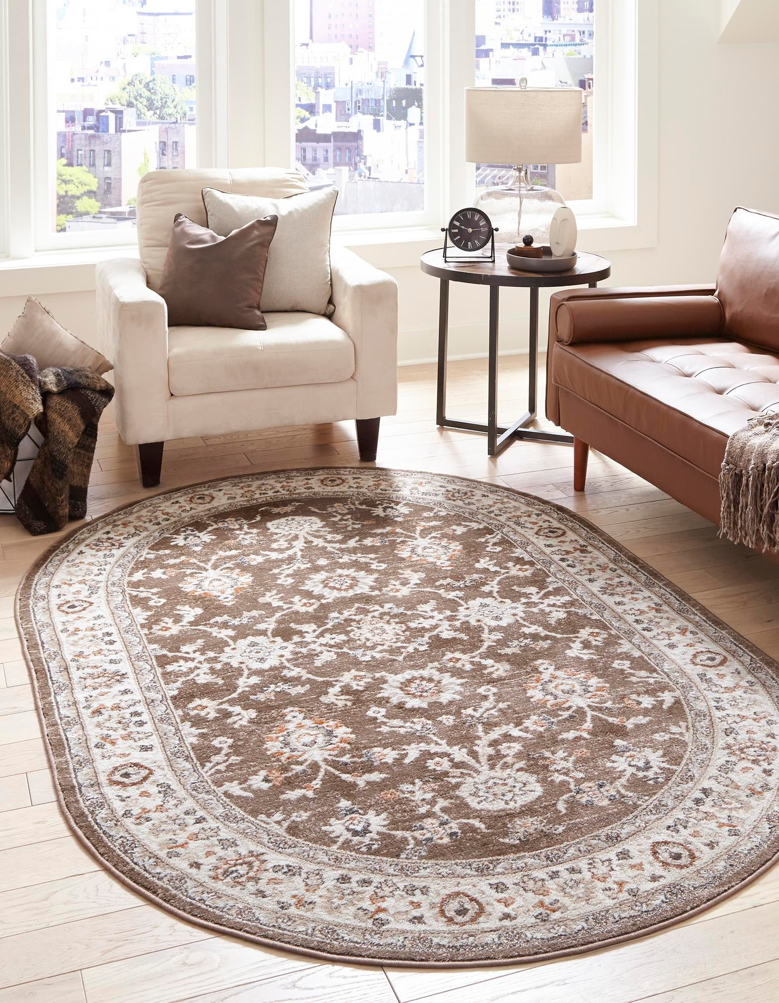 Rugs.com Charlotte Collection Rug – 8' x 10' Oval Brown Low-Pile Rug ...