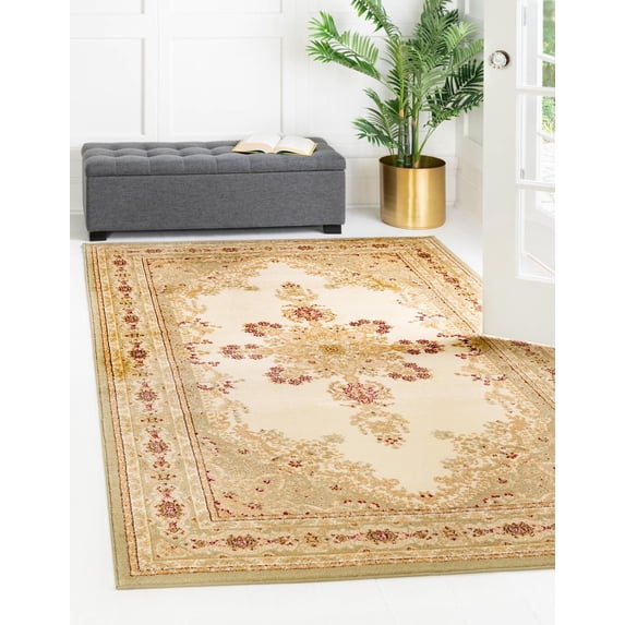 Rugs.com Chateau Collection Rug – 10' x 13' Cream Medium Rug Perfect For Living Rooms, Large Dining Rooms, Open Floorplans