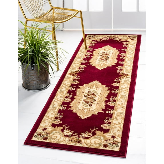 Rugs.com Chateau Collection Rug – 3' x 19' 8 Runner Red Medium Rug Perfect For Hallways, Entryways