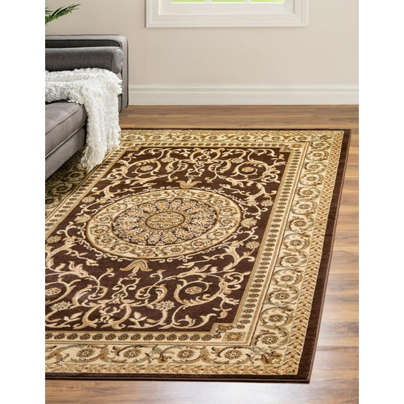 Rugs.com Chateau Collection Rug – 8' x 11' Cream Medium Rug Perfect For Entryways, Kitchens, Breakfast Nooks, Accent Pieces