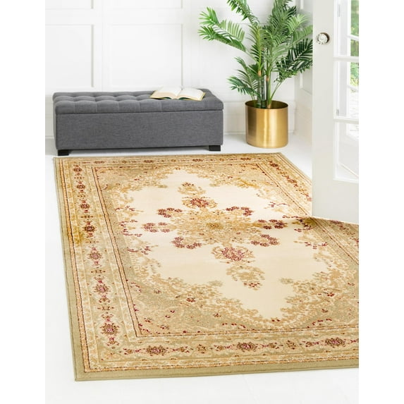 Rugs.com Chateau Collection Rug – 8' x 11' Cream Medium Rug Perfect For Living Rooms, Large Dining Rooms, Open Floorplans