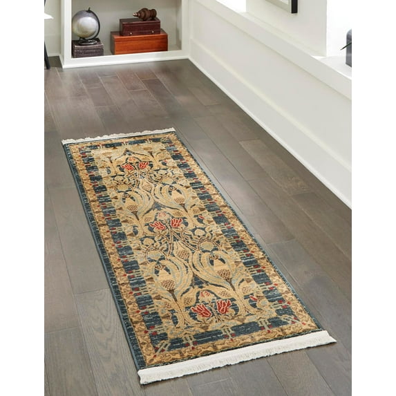Rugs.com Chelsea Collection Rug – 2' x 8' Runner Navy Blue Medium Rug Perfect For Hallways, Entryways