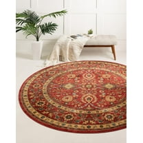 Rugs.com Chelsea Collection Rug – 6' Round Red Medium Rug Perfect For Kitchens, Dining Rooms