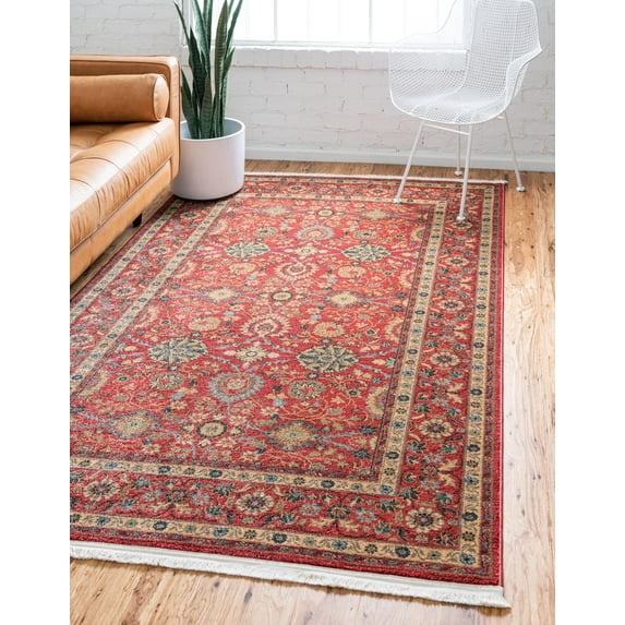 Rugs.com Chelsea Collection Rug – 6' x 9' Red Medium Rug Perfect For Bedrooms, Dining Rooms, Living Rooms