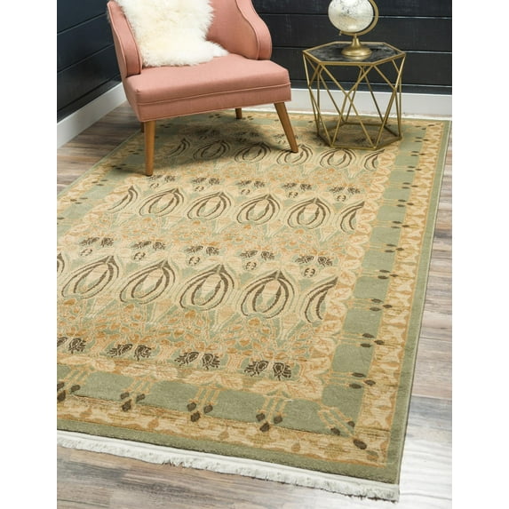 Rugs.com Chelsea Collection Rug – 7' x 10' Light Green Medium Rug Perfect For Bedrooms, Dining Rooms, Living Rooms
