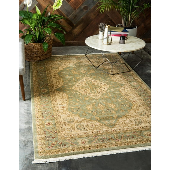 Rugs.com Chelsea Collection Rug – 7' x 10' Light Green Medium Rug Perfect For Bedrooms, Dining Rooms, Living Rooms