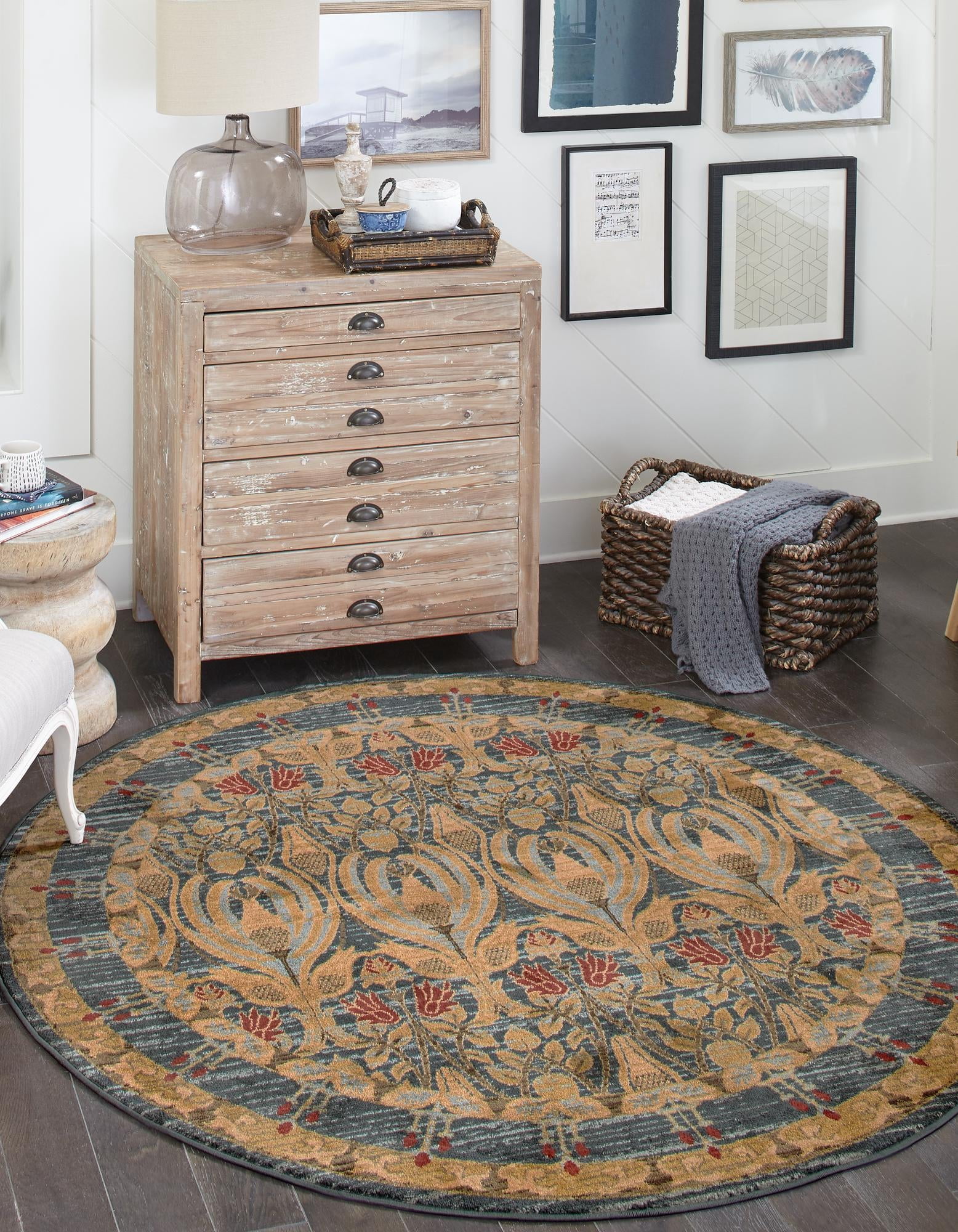 Rugs.com Chelsea Collection Rug – 8' Round Navy Blue Medium Rug Perfect ...