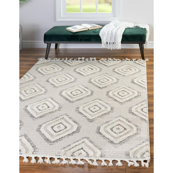 Rugs.com Cherokee Collection Rug – 2' x 3' Ivory High Rug Perfect For Entryways, Kitchens, Breakfast Nooks, Accent Pieces