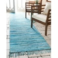 thumbnail image 1 of Rugs.com Chindi Cotton Collection Rug – 6 Ft Runner Light Blue Flatweave Rug Perfect For Hallways, Entryways, 1 of 9