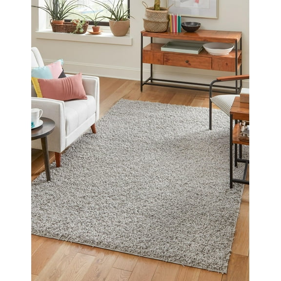 Rugs.com Comfort Solid Shag Collection Rug – 3' x 5' Cloud Gray Shag Rug Perfect For Entryways, Kitchens, Breakfast Nooks, Accent Pieces