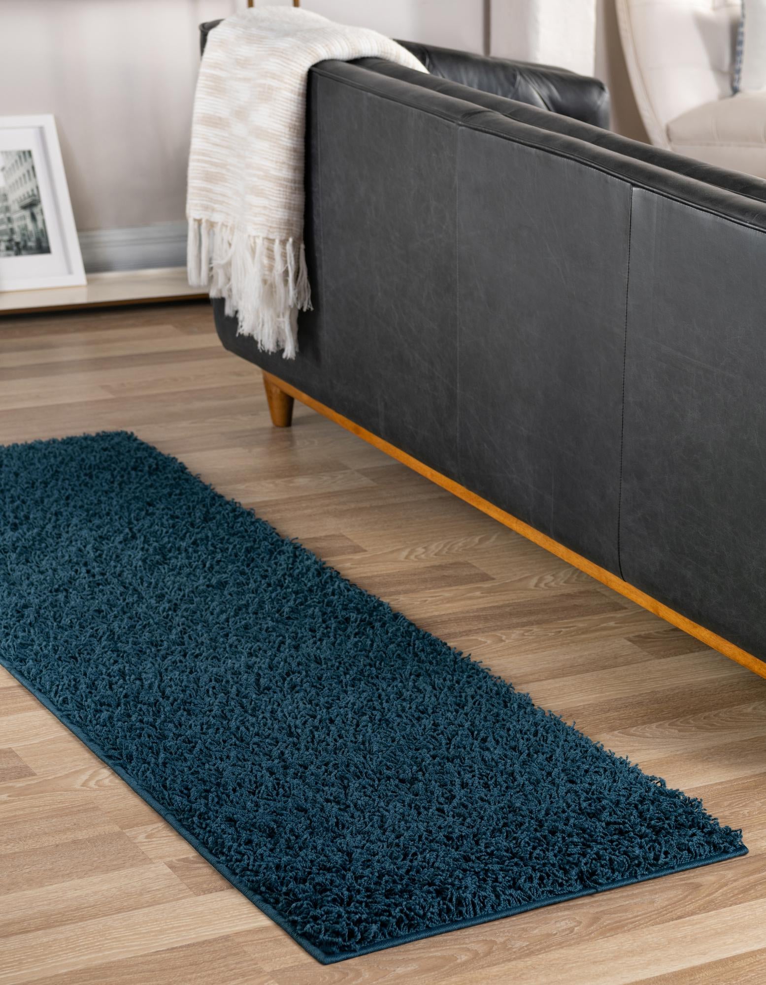 Comfortable Rugs Rugs.com Comfort Solid Shag Collection Rug – 6 Ft Runner Sapphire Blue ...