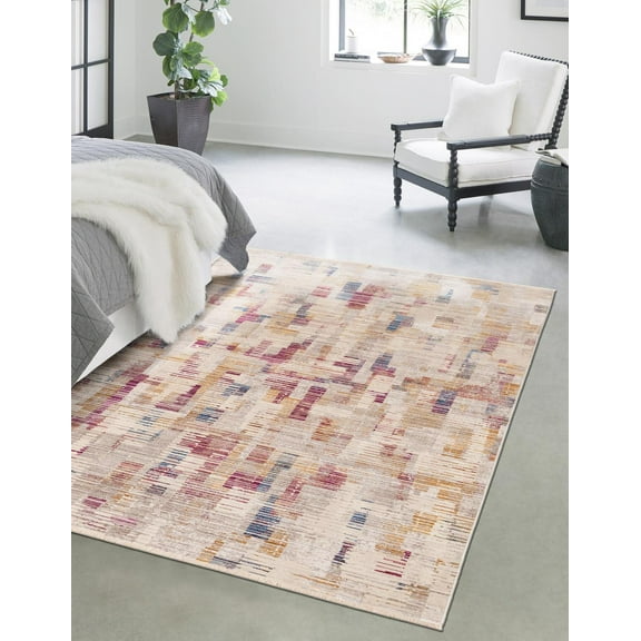 Rugs.com Deepa Collection Rug – 3' x 5' Ivory Medium Rug Perfect For Entryways, Kitchens, Breakfast Nooks, Accent Pieces