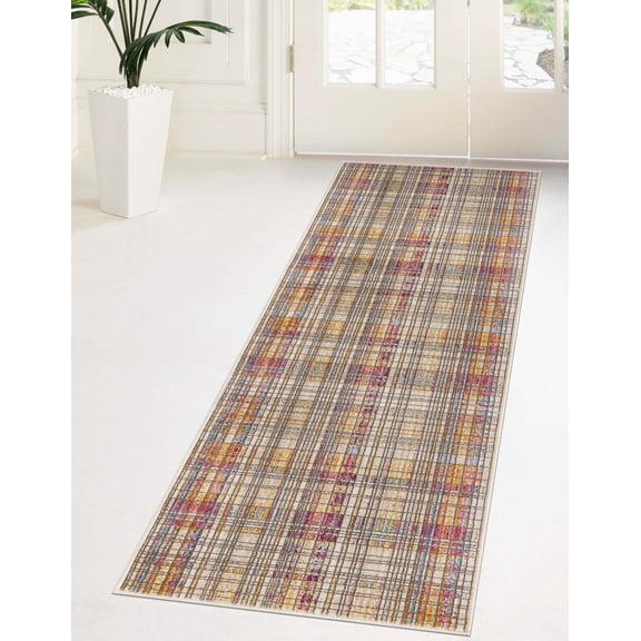 Rugs.com Deepa Collection Rug – 6 Ft Runner Multi Medium Rug Perfect For Hallways, Entryways