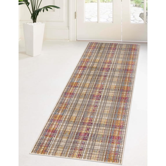 Rugs.com Deepa Collection Rug – 6 Ft Runner Multi Medium Rug Perfect For Hallways, Entryways