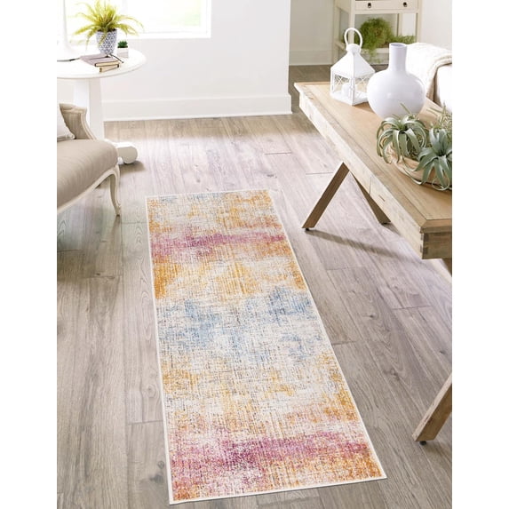 Rugs.com Deepa Collection Rug – 6 Ft Runner Multi Medium Rug Perfect For Hallways, Entryways