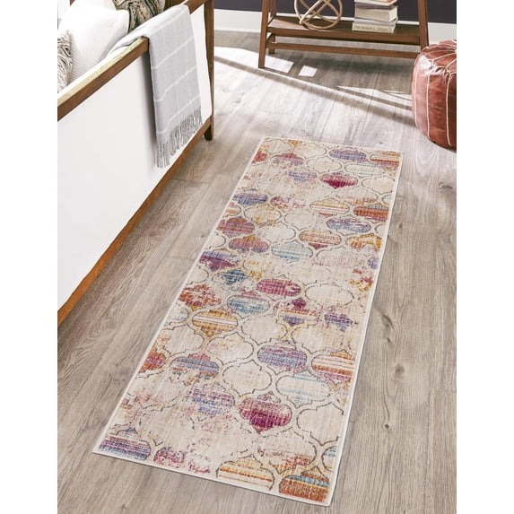 Rugs.com Deepa Collection Rug – 6 Ft Runner Multi Medium Rug Perfect For Hallways, Entryways