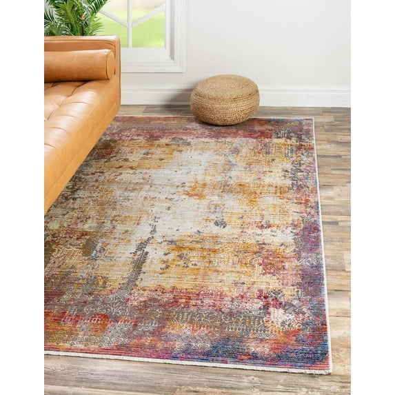 Rugs.com Deepa Collection Rug – 6' x 9' Multi Medium Rug Perfect For Bedrooms, Dining Rooms, Living Rooms