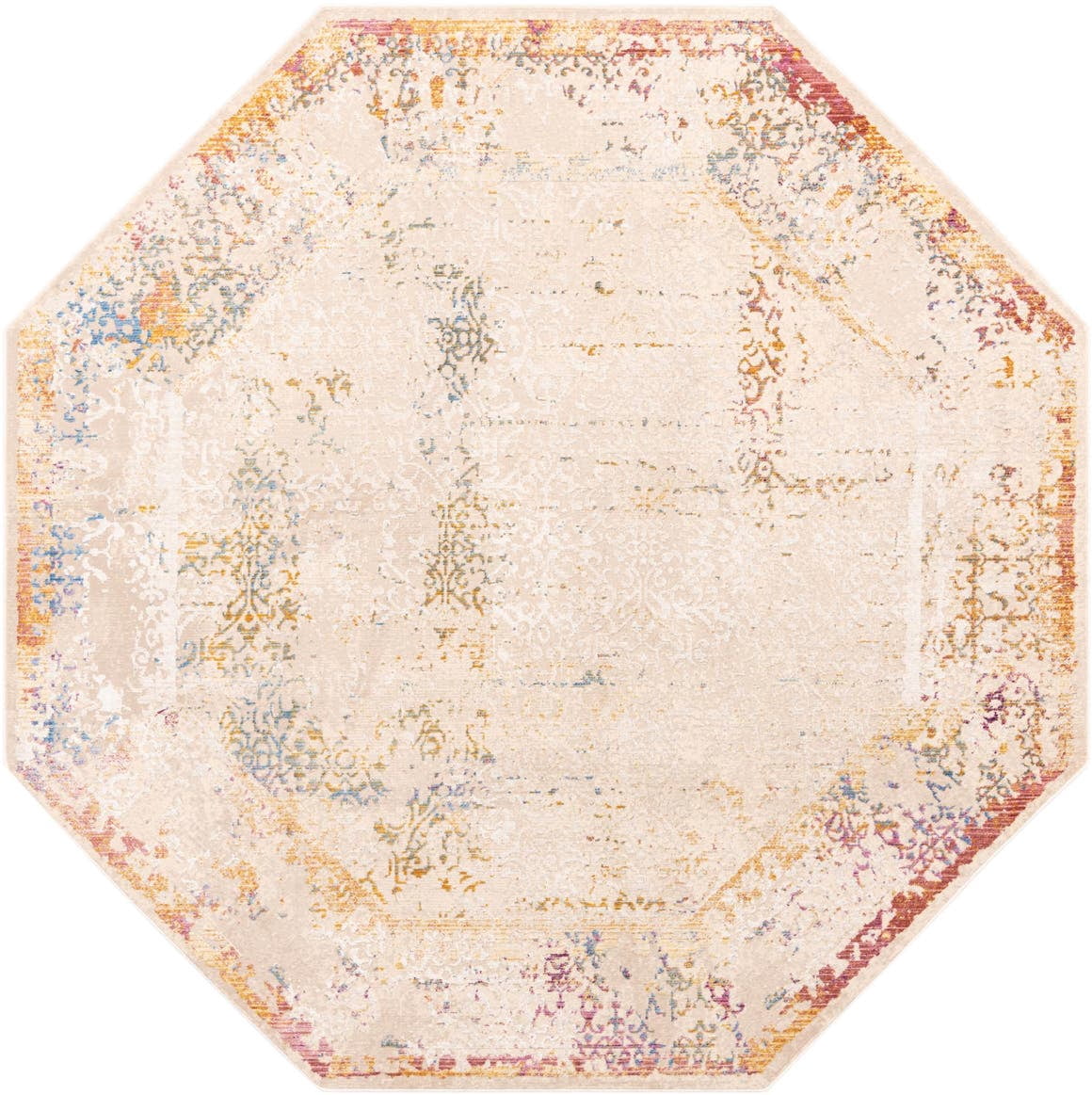 Rugs.com Deepa Collection Rug – 8 Ft Octagon Ivory Medium Rug Perfect ...