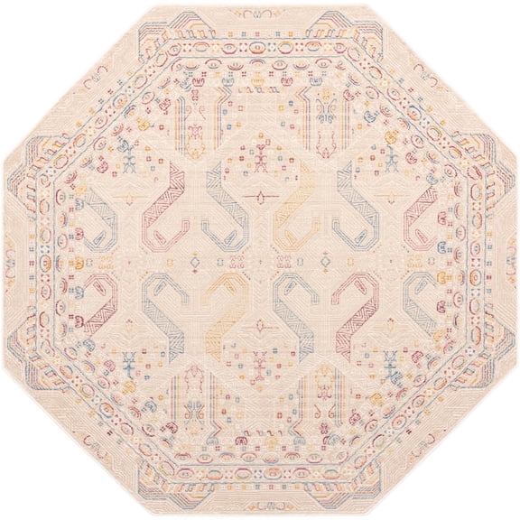 Rugs.com Deepa Collection Rug – 8 Ft Octagon Ivory Medium Rug Perfect For Living Rooms, Kitchens, Entryways
