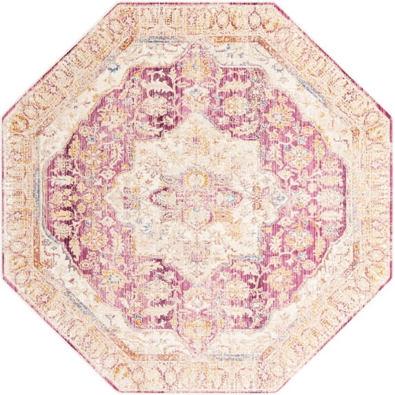 Rugs.com Deepa Collection Rug – 8 Ft Octagon Lavender Medium Rug Perfect For Living Rooms, Kitchens, Entryways