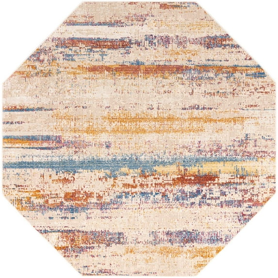 Rugs.com Deepa Collection Rug – 8 Ft Octagon Multi Medium Rug Perfect For Living Rooms, Kitchens, Entryways