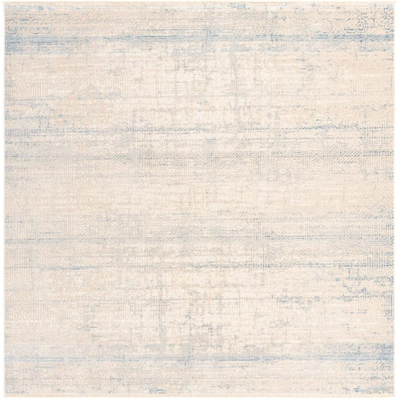 Rugs.com Deepa Collection Rug – 8 Ft Square Gray Blue Medium Rug Perfect For Living Rooms, Kitchens, Entryways