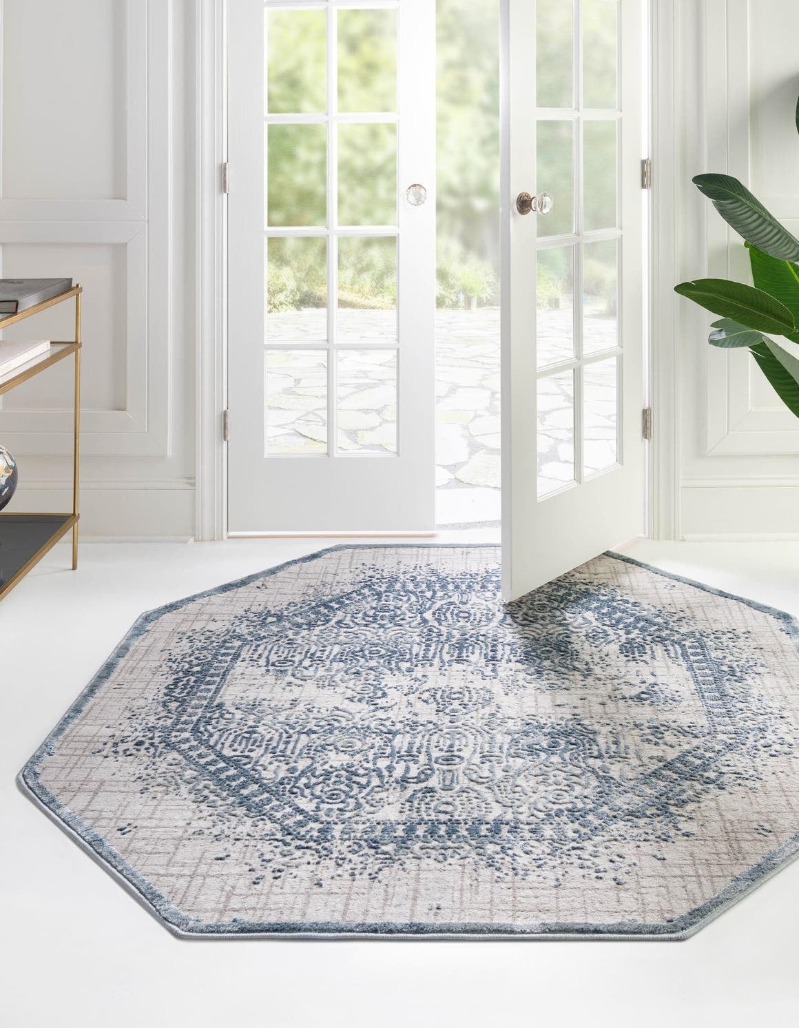 Rugs.com Derbyshire Collection Rug – 5 Ft Octagon Blue Medium Rug ...