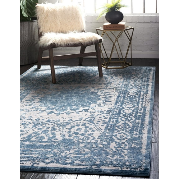 Rugs.com Derbyshire Collection Rug – 5' x 8' Light Blue Medium Rug Perfect For Bedrooms, Dining Rooms, Living Rooms