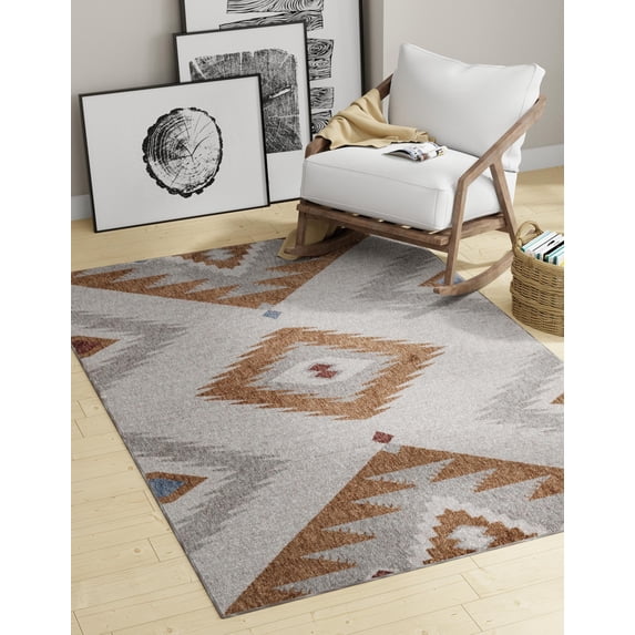 Rugs.com Eco Southwestern Collection Rug – 2' x 3' Ivory Medium Rug Perfect For Entryways, Kitchens, Breakfast Nooks, Accent Pieces