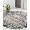 thumbnail image 1 of Rugs.com Eco Southwestern Collection Rug – 3 Ft Round Khaki Gray Medium Rug Perfect For Kitchens, Dining Rooms, 1 of 9