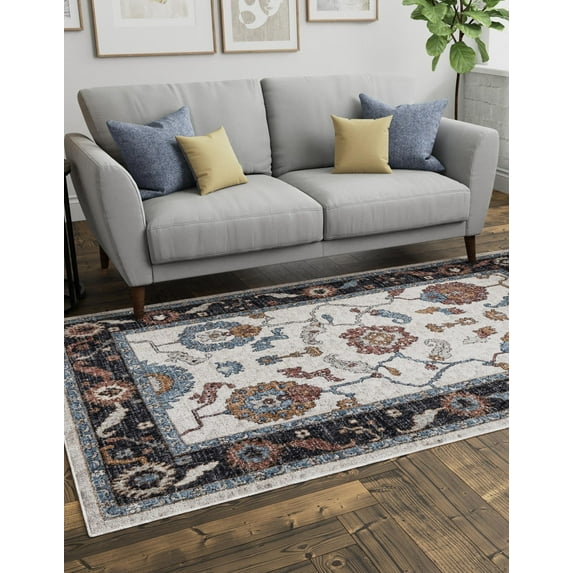 Rugs.com Eco Traditional Collection Rug – 10' x 13' Ivory Medium Rug Perfect For Living Rooms, Large Dining Rooms, Open Floorplans